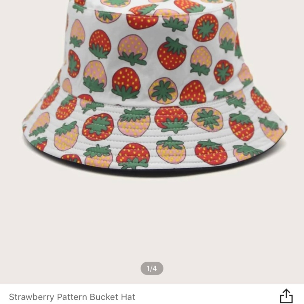Shein Reversible Strawberry Print Bucket Hat